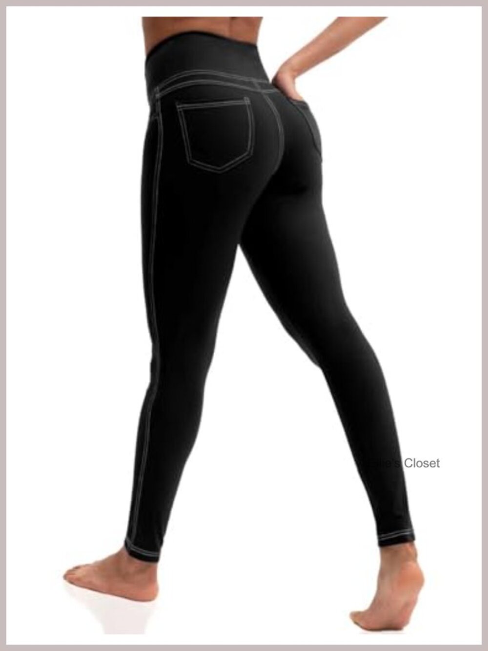 High Waisted Jean Leggings with Pockets - Tummy Control Yoga Pants